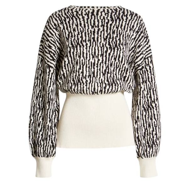 Open Edit Tops - 🪩Animal Print Jacquard Cotton Knit Tie Back by Open Edit Size Large